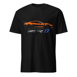 C7 Corvette ZR1 T-Shirt Orange Supercar Silhouette Tribute Tee