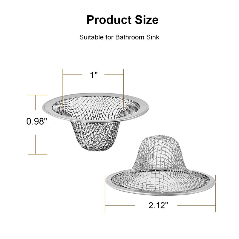 6-Pack Bathroom Mesh Sink Drain Strainer - 2.12" Top /