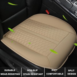 Black Panther Car Seat Cover, 1 Piece Universal Sideless Driver Seat Protector with Lumbar Support and Headrest Cover (Beige)