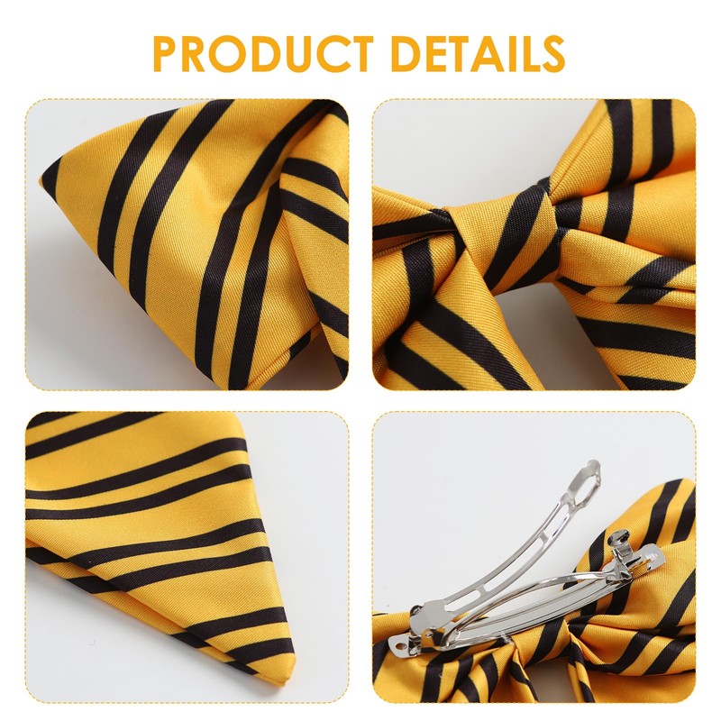Big Stripe Hair Bow 6 Inch Women French Barrette Clips