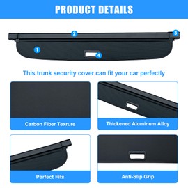 AUXKO Retractable Cargo Cover for Lincoln Nautilus 2025 2024, Trunk Cargo Cover Luggage Security Shade Cover for 2025 2024 Lincoln Nautilus Shielding Anti-Peeping Luggage Privacy Screen, Carbon Fiber