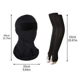 Katutude Balaclava Face Mask and Cooling Arm Sleeves Set, UV Protection Breathable Full Face Cover Windproof Cycling Cap for Outdoor Activities