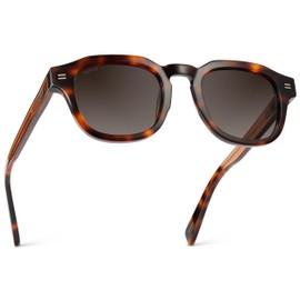 WMP Eyewear - Men's Polarized Sunglasses: Geometric Frame Design, 5-Barrel Hinges, Tri-Acetate Lenses, Dashed Rivet Accents, Havana Tortoise / Brown Gradient Lens