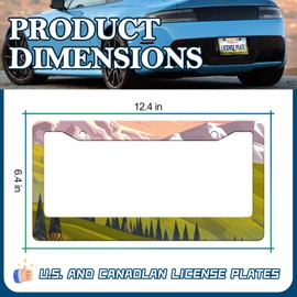 Mountain License Plate Frame - 2PCS Anime Forest Aluminum Metal License Plate Holder, Rust-Proof Waterproof Car Decorative Tag Frames for Standard Us 12x6 Inch