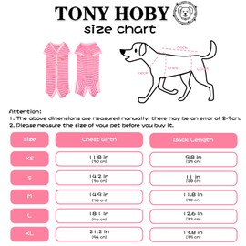 TONY HOBY Dog Female Pajamas, Dog Jumpsuit with Waffle Stripes, 4 Legged Dog Pajamas for Medium Small Dog (Pink, Girl, L)