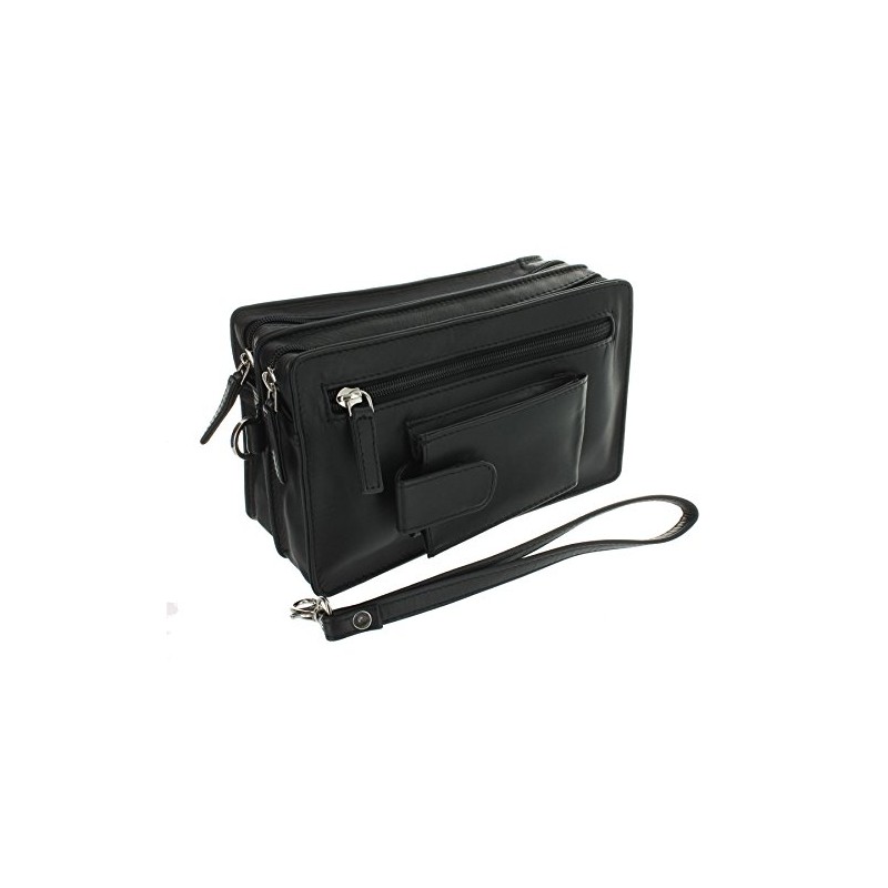 VISCONTI Soft Leather Wrist Bag With Detachable Strap 18233 Black