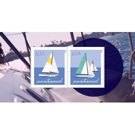 Sailboats Postcard Stamps (1 Roll (100 Stamps))