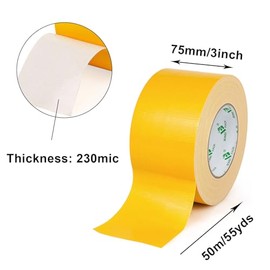 BOMEI PACK Cinta Ducto Amarillo 3 Pulgadas x 50m, 9.2 Mil Grueso, Cinta aislante ducto, cinta multiusos de fácil rasgado, fuerte, sin residuos, cinta 