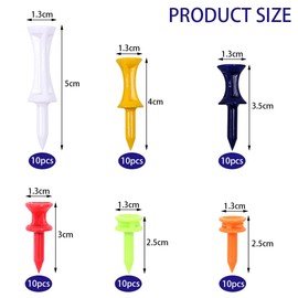 TRKETK 60 Pcs Mixed Sizes Castle Golf Tees Plastic Golf Tees Standard Golf Tees Durable Professional Reusable Small Castle Golf Tees for Golf Practice Training Professional Height Control