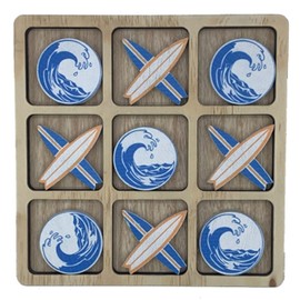 Barry Owens BV1260 Wood Tic Tac Toe 10 Wood Pieces Plus Game Board Ripcurl and Surfboards 11 Inches X 8 Inches X .5 Inches