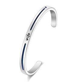 BNQL Police Wife Bracelet Deputy Wife Jewelry Police Officer Gift (Wife cuff S)