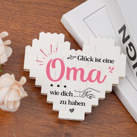 Greatabox Geschenk für Oma, Geburtstagsgeschenk für Oma, Herzförmiges Bausteindeko, Muttertagsgeschenk Oma, Geschenk Oma Geburtstag (12 * 10CM*1.6CM)
