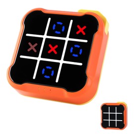 Tic Tac Toe Game, 4 in 1 Handheld Educational Game Machine, Electronic Tic Tac Toe Game for Education and Memory Growth, Home, Toy Board Game for Kids and Adults (Orange)