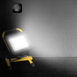 Gopretty 50W LED Work Light, 6000LM 6000K Flood Lights, 400W Halogen Equivalent, IP66 Waterproof, 16ft/5m Cord with Plug, Adjustable Working Lights for Workshop, Garage, Construction Site