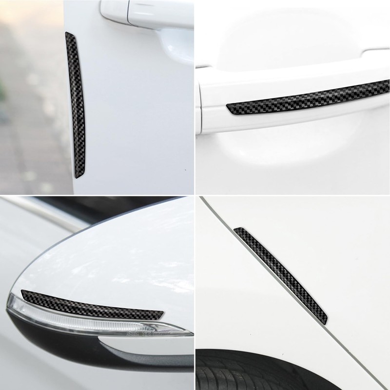 Pack of 8 Carbon Fibre Pattern Car Door Edge Stickers,