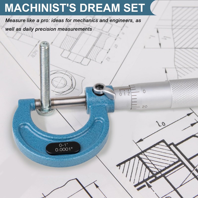 Beaiguna 4PCS Micrometer Set, 0-1"/1-2"/2-3"/3-4" Machinist Outside Micrometer Measuring Tool,