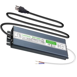 LED Driver 150 Watts Waterproof IP67 Ultra Thin 0.7in 24V DC Output Low Voltage Transformer Outdoor LED Power Supply Adapter for LED Strip,Landscape Lighting Project, and Any 24V LED Lights
