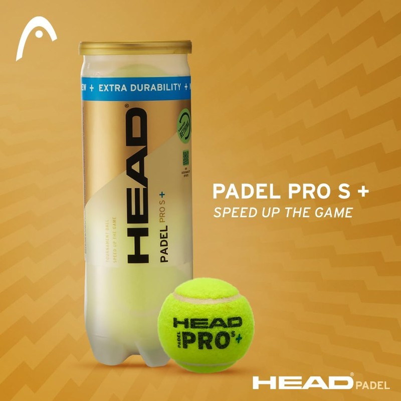 HEAD Pelotas Pádel Pádel Pro S+ Bote de 3 Pelotas