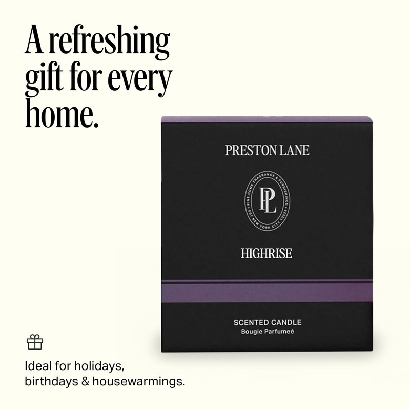 Preston Lane Luxury 2-Wick Scented Candle, Highrise, 7.5 oz Hand-Poured