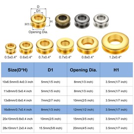 PATIKIL 8mm(1/3 inch) Solid Brass Hole Eyelets, 6 Pcs Arc Surface Self Backing Grommets with Washer for Shoes Clothes Crafts Bag Leather Craft, Gold Tone