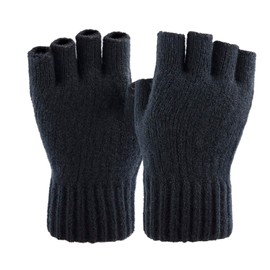 Beurlike Fingerless Gloves Half Finger Gloves for Men and Women Winter Warm Knitted Gloves Working Typing Running Biking Driving(Black)