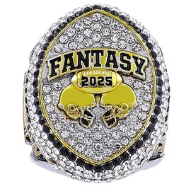 2025 Fantasy Football Championship Ring Heavy FFL Champion Trophy Ring Award Trophy for Fantasy Football League Winner (ring and stand together, size 10)