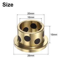 sourcing map 3pcs Flange Sleeve Bearings 16mm Bore x 20mm OD x 15mm Height, Wrapped Oilless Flange Bushings Brass Graphite, Oilless Lubricating Cast Brass Bushing