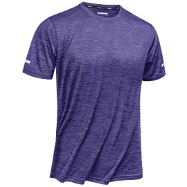 TACVASEN Purple Athletic Shirts for Men Short Sleeve Dry Fit Tshirts Shirts for Men Workout Running Gym Quick Dry Shirts for Men Polyester Shirts