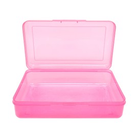 Ykimok Large Capacity Clear Pencil Box, Pencil Case, Plastic Pencil Boxes, Stackable Design, Supply Boxes for School Classroom,1 Pack (Pink)
