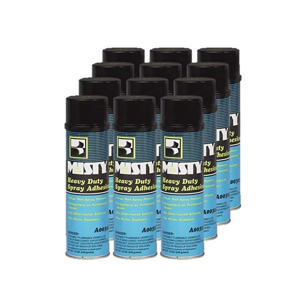 Misty Heavy Duty Spray Adhesive - 12 oz (Case of 12) - 1002035 - Suitable for Your Toughest Adhesive Applications