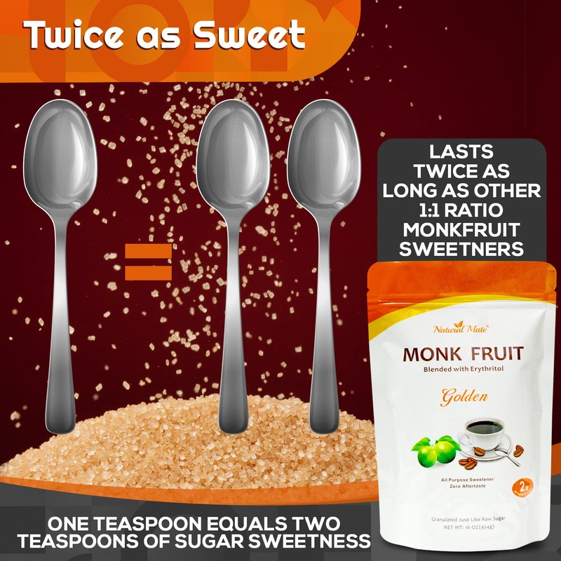 Monk Fruit Zero Calorie Sweetener (2x Sugar Sweet, Golden), 16