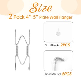 Plate Hangers for Wall for 4-5 inch, 2 Pack, Silver