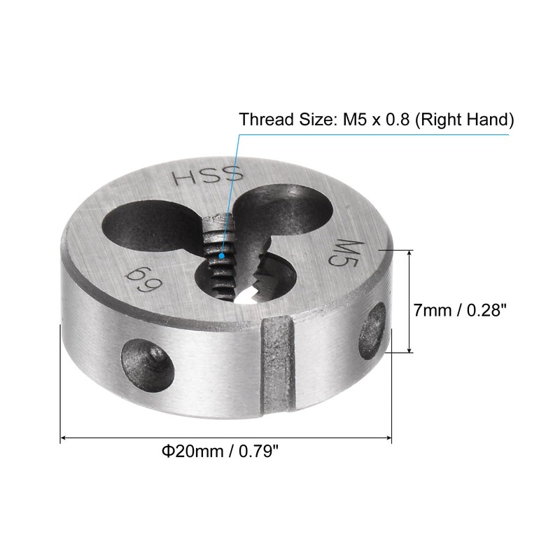 sourcing map Round Threading Dies, Metric M5 x 0.8 Thread