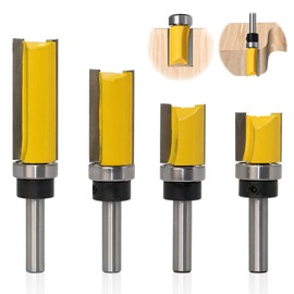 Pack of 4 Copy Cutters Flush Cutter 8 mm Shank, Flush Cutter Ball Bearing, Groove Cutter 8 mm Shank, Ent Flush Cutter, Milling Head for Router Cutter Bits for Woodworking (8 mm Shank)