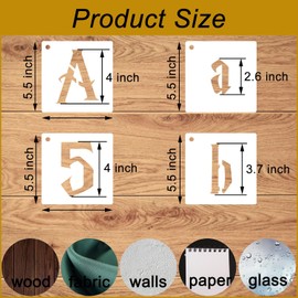 4 Inch Gothic Letter Stencils for Painting, 66 Pcs Reusable Old English Stencils, Calligraphy Letter Number Symbol Drawing Template Kit for Journal Scrapbook Signage DIY Art Project