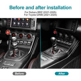 AIRSPEED Hard Carbon Fiber for Toyota GR86 Subaru BRZ 2021 2022 2023 2024 2025 Gear Shift Panel Outer Frame Cover Center Console Interior Trim Accessories, Black