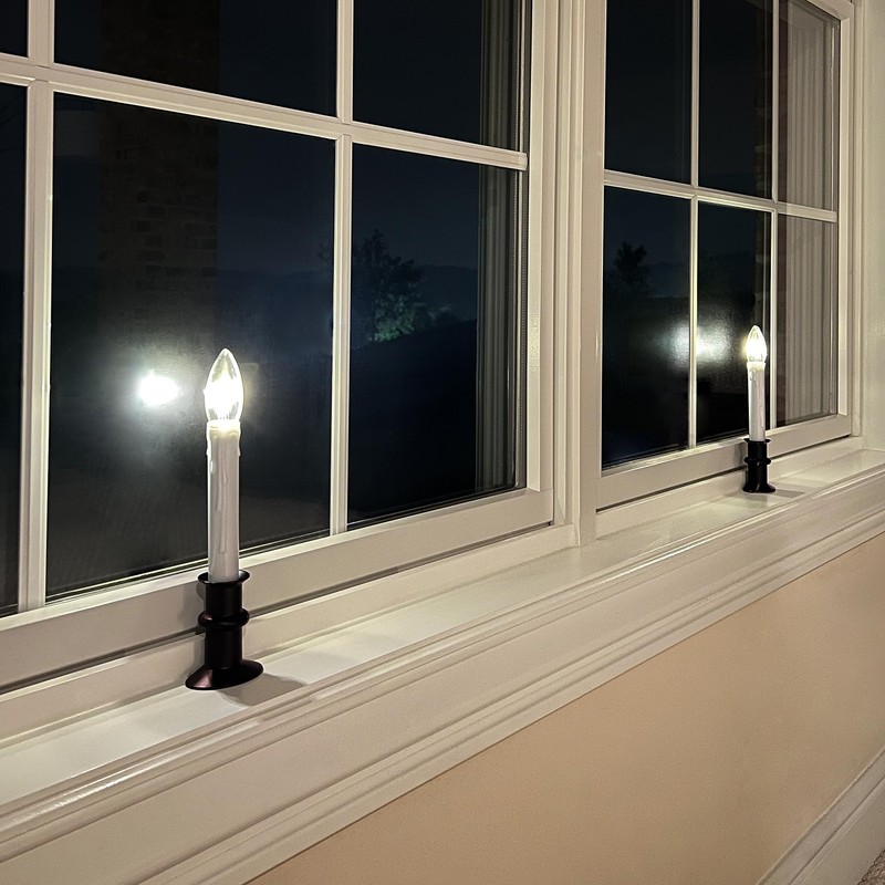 612 Vermont Ultra-Bright LED Window Candles with Timer, Battery Operated,