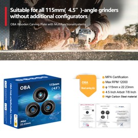 OBA Wood Carving Disc Set 3 PCS 4-1/2" Wood Grinding Wheel Sets with 5/8" Arbor for Angle Grinder Grinding and Polishing