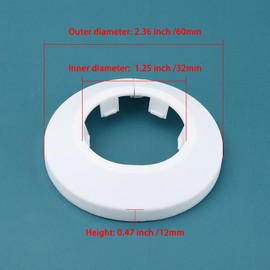 Indprod Fit 1.26" Outer Diameter Flange Water Pipe Cover Decoration White Pipe Cover Radiator PP Plastic 32mm Escutcheon Pipe Collar for Wall Pipe Tube Decoration 1Pc