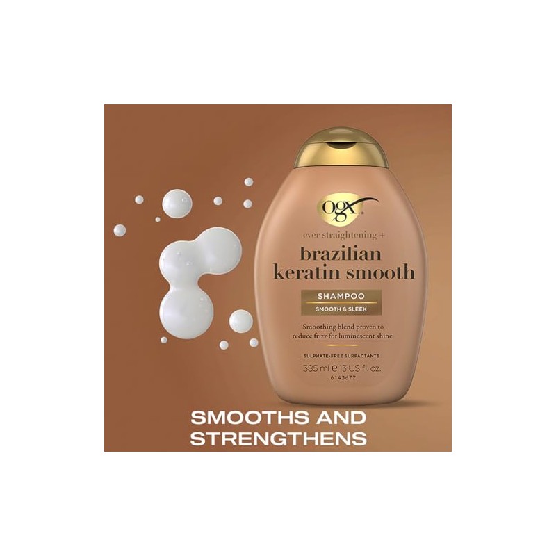 OGX, Shampoo Ever Straight Brazilian Keratin Therapy, Keratina Brasileña, 385