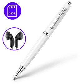 AUTENS 32GB Digital Voice Recorder Pen Portable Voice Activated Recorder HIFI Audio 192Kbps Noise Digital USB MP3 Playback Mini Audio Recording Device for Lectures Meetings Classes (White)