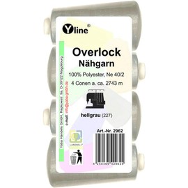 Set of 4 Spools Overlock Sewing Cotton, Light Grey,, XS M, NE 40/2, 100% Polyester Sewing Thread, Sewing Machines Yarn 2962