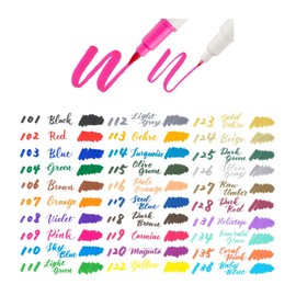 Pentel SESW30C-T119E Brush Sign Pen Twin, Fibre Tip Pen with Two Flexible Tips, Water-based Ink, Carmine Red, Pack of 1, Green