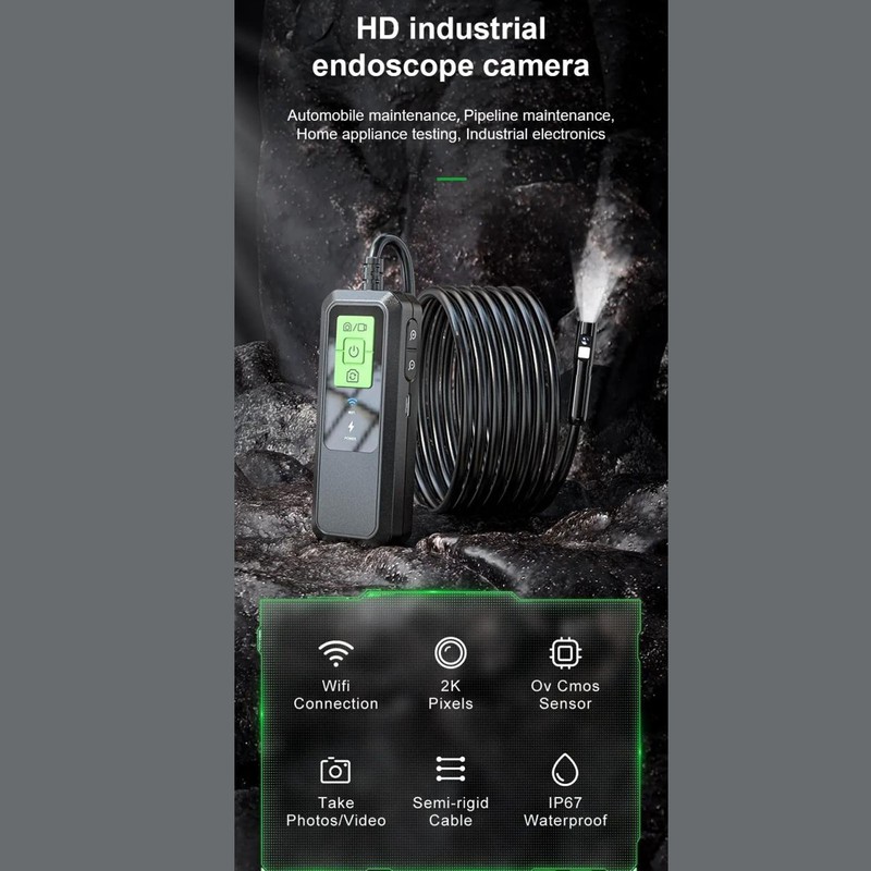 Dual Lens Endoscope IP67 Waterproof High Definition Wireless WiFi Remote