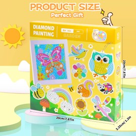 SelfTek 5D Diamond Painting Children's Set, Includes 25 Stickers, 2 Pieces Key Chains, 1 Piece 5D Diamond Painting Pictures, Ideal for Children's Gifts