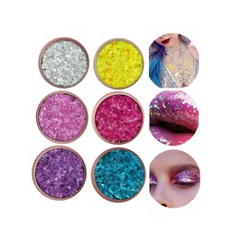 HUDABABY Glitter Eyeshadow Palette for Women - Sparkle and Shine with Sequin Infused Shades (6 Colors-A)