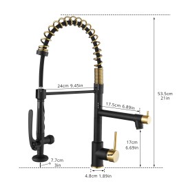 Modern Single-Hole Pull Kitchen Faucet Contemporary Made China 304 Stainless Steel Ceramic for American KitchensSurface Finishing: Other, Color: 512-33BG