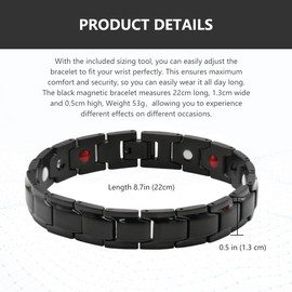 Men's Titanium Magnetic Bracelet, Men's Magnetic Bracelet, Women's Magnetic Bracelet, Fashionable Sporty Style, Comes with Adjustable Tool and Gift Box, It's most People's Favourite Magnetic Bracelet. (Black)