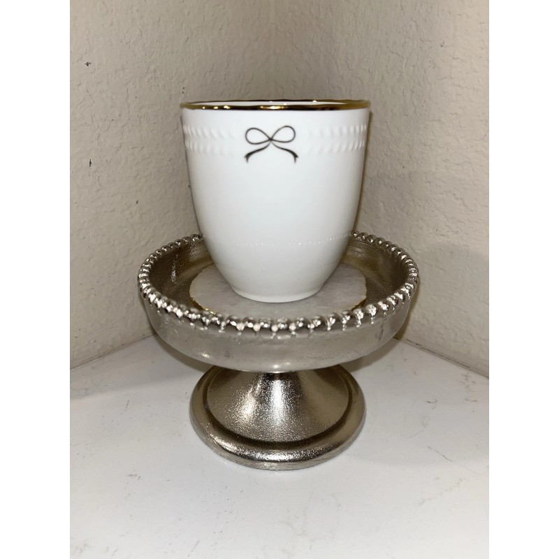 Yeti 1-NWT YEDI HOUSEWARE COQUETTE METALLIC GOLD BOW DESIGN CERAMIC