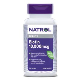 Natrol Biotina 10,000 Mcg Maxima Fuerza 100 Tabletas Sin Sabor